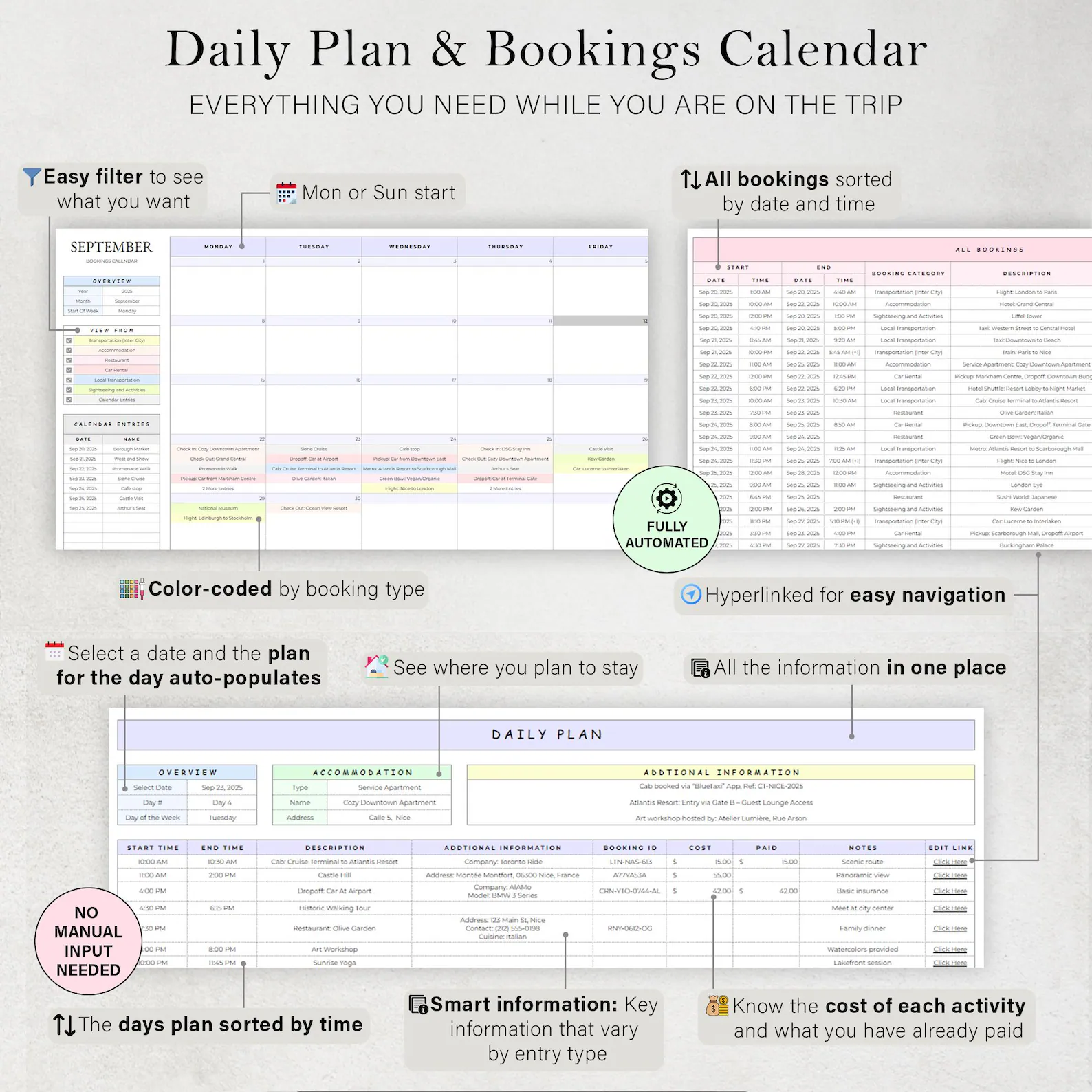 Bookings calendar
