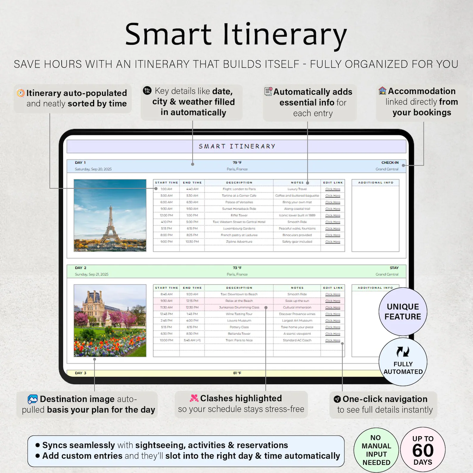 Smart itinerary preview
